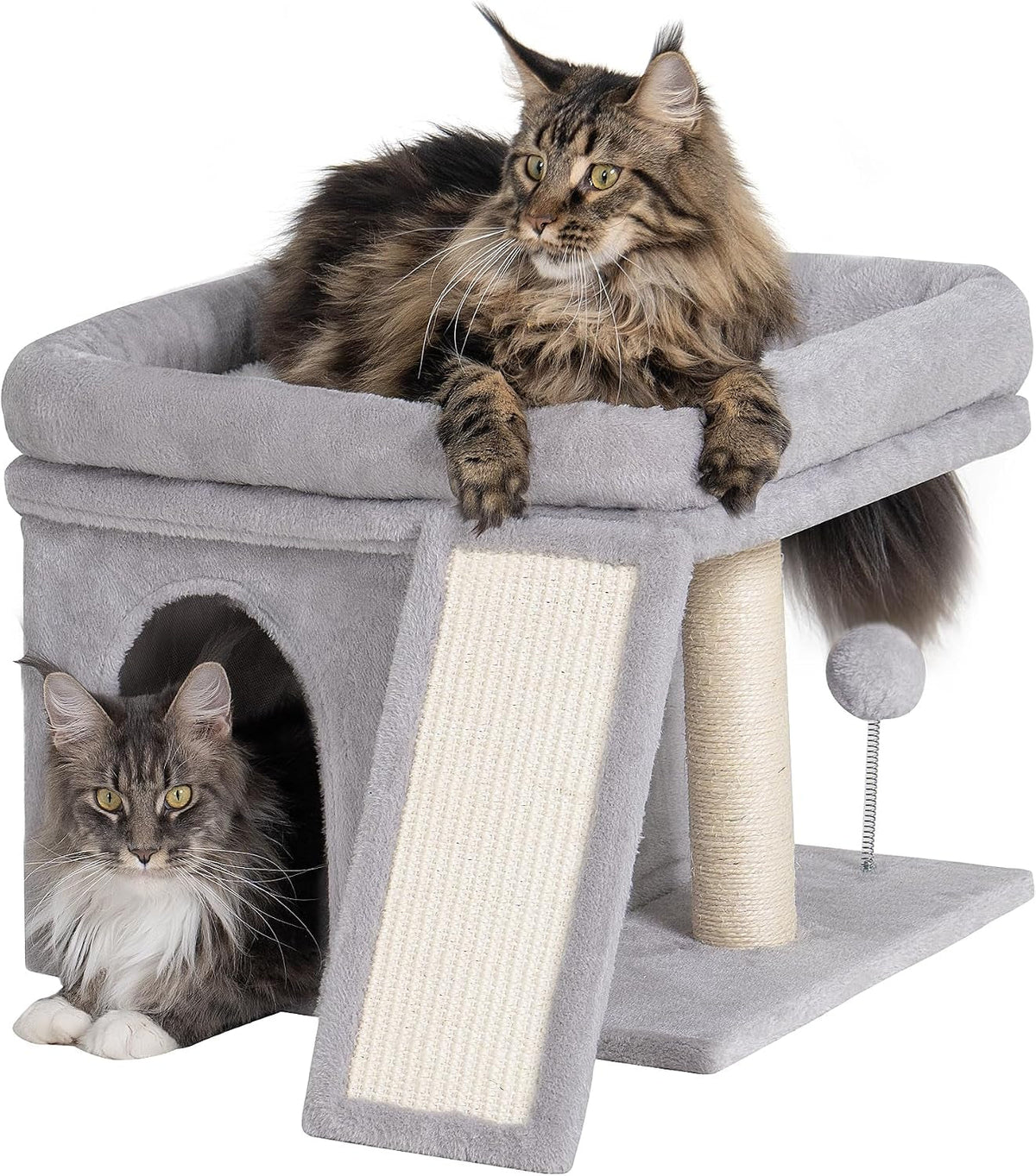 24in Cat Tree for Large Cats with Perch, Condos & Scratcher