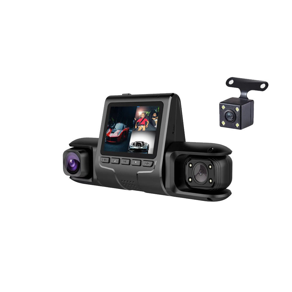 3-Channel 1080P Dash Cam – Front & Rear Car Camera with Reversing Display