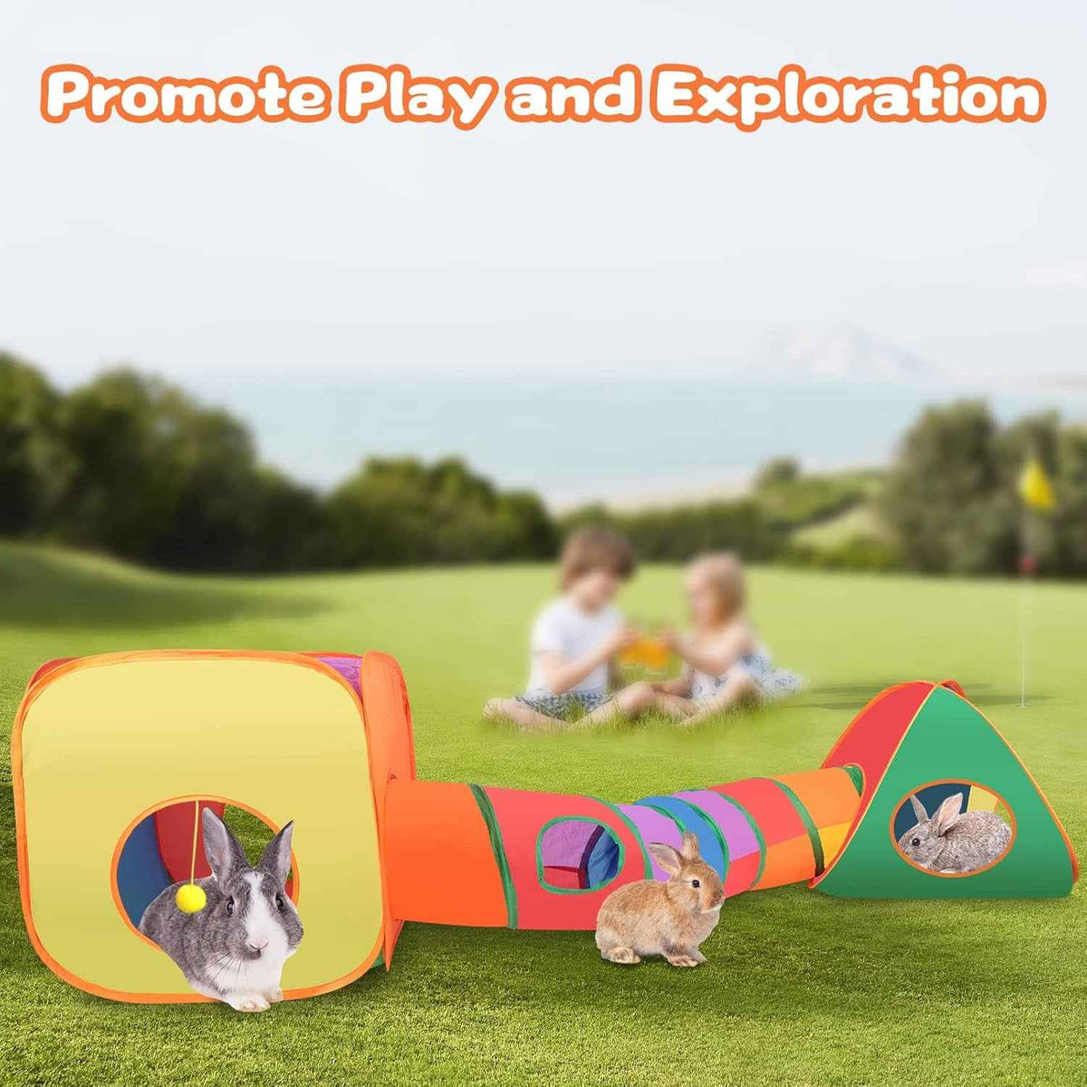 Rabbit Tunnel Toy Collapsible Play Tube Cube & Tent Set
