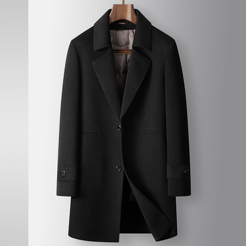 Men's Coat Autumn And Winter Mid-length Detachable White Goose Down Inner Youth High-end Business Handmade