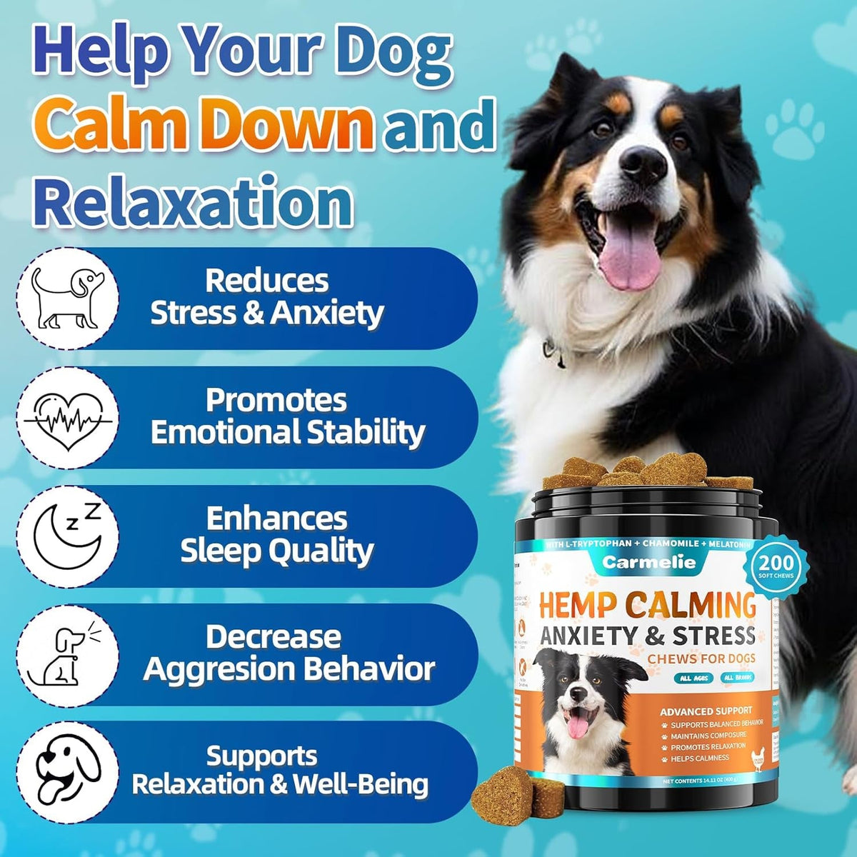 Hemp Calming Chews for Dogs – 200 Count