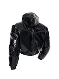 Mens Thickened Hooded Jacket With A Deconstructed Design And Zipper Details