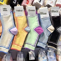 Women's Colorful Mid-calf Socks With Color-blocking Design