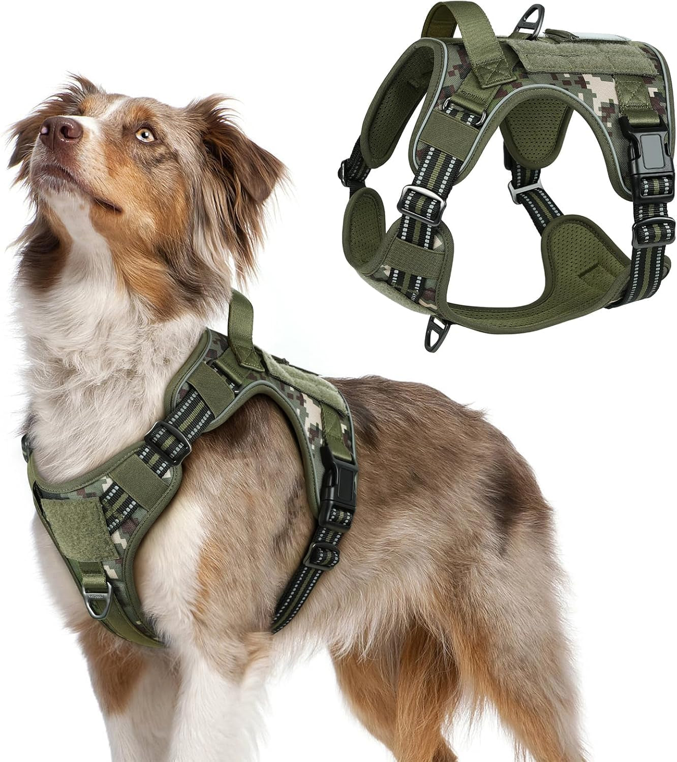 No-Pull Tactical Dog Harness MOLLE Vest for Medium & Large Dogs