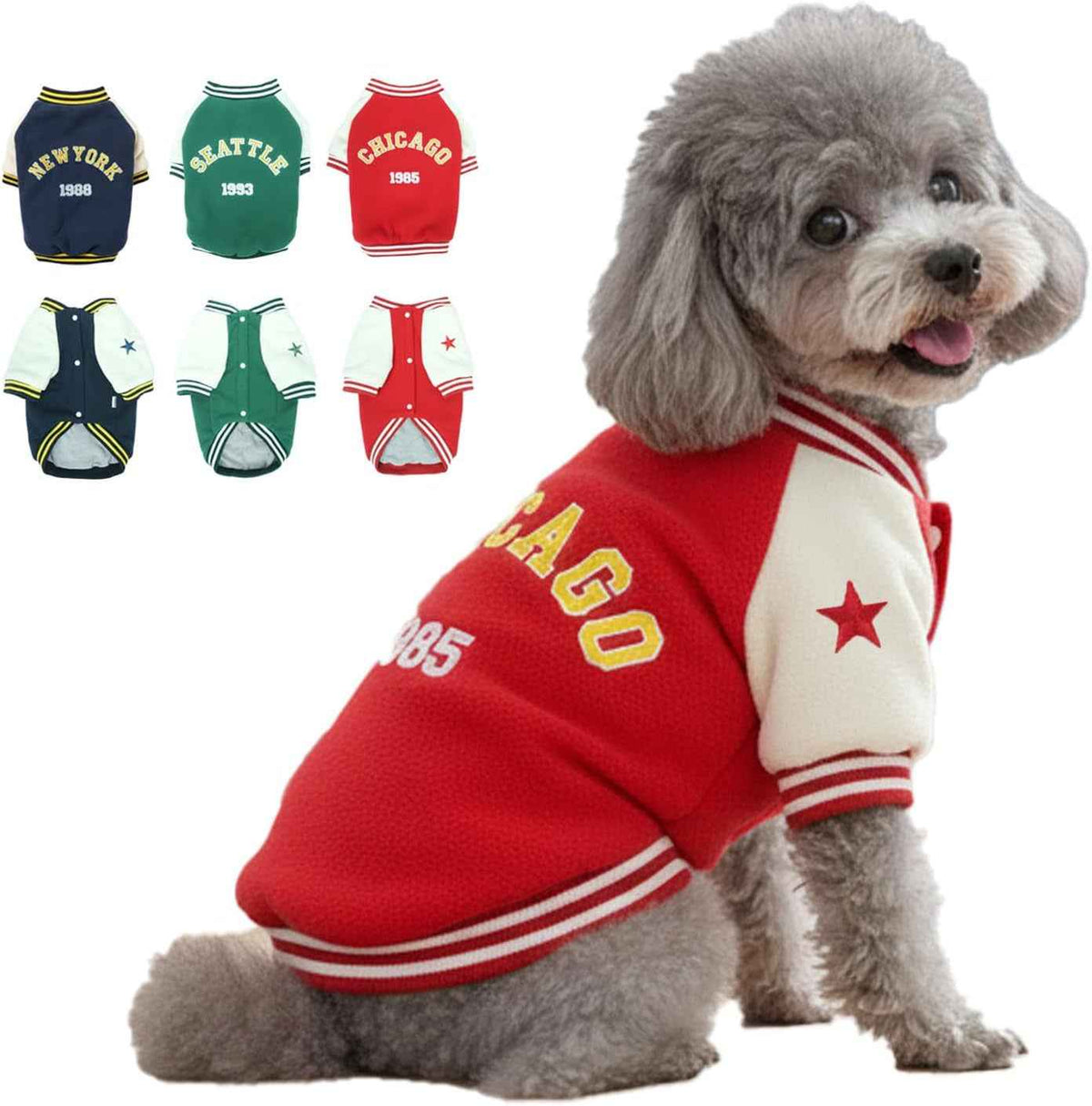 Warm Dog Varsity Jacket Heavyweight Fleece Pet Coat Small-4XL