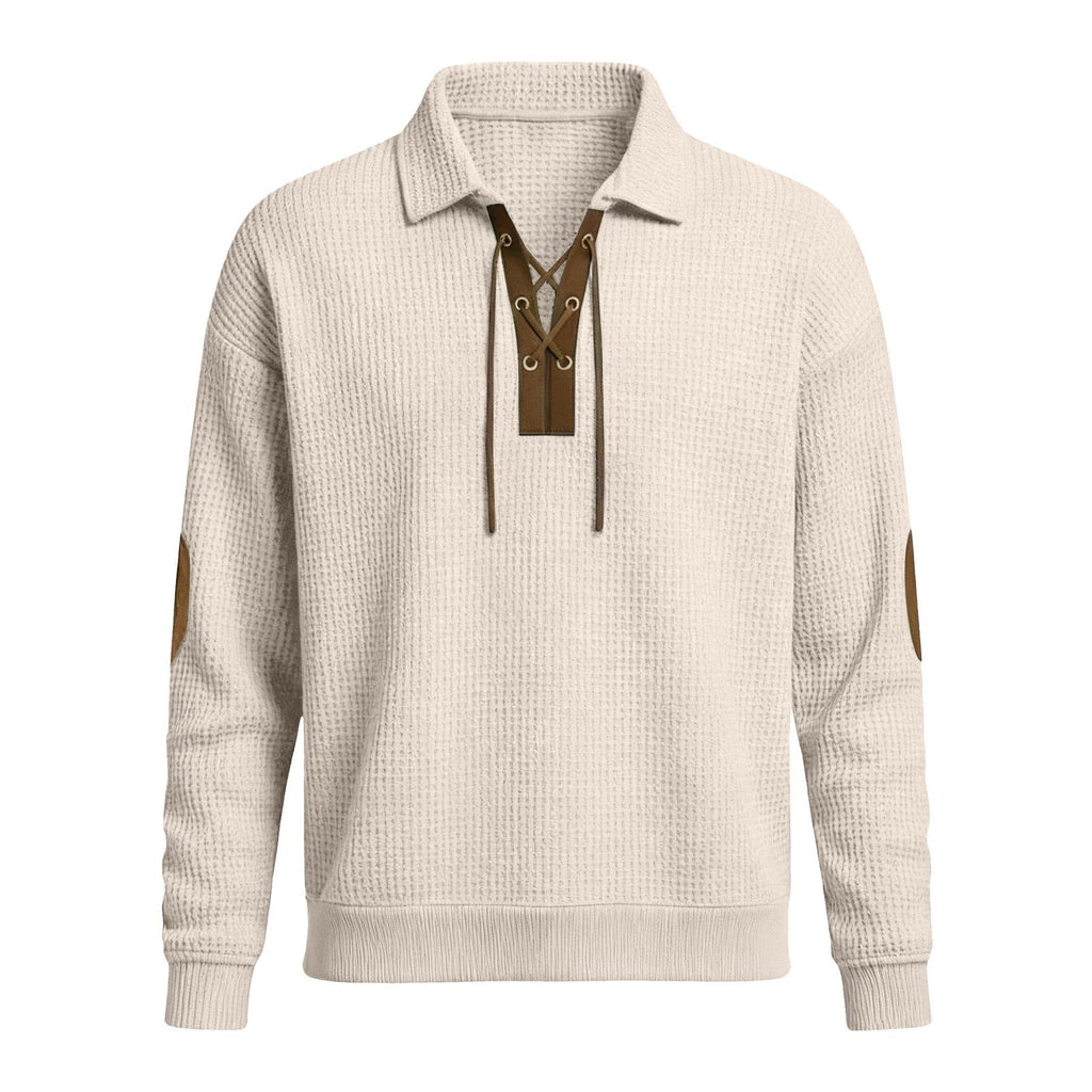 Mens Fashion Solid-Color Long-Sleeve Loose-Fit Sweatshirt