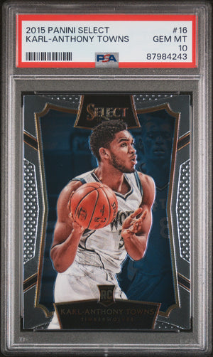 Graded 2015 Panini Select Karl-Anthony Towns #16 Rookie RC Basketball Card PSA 10 Gem Mint