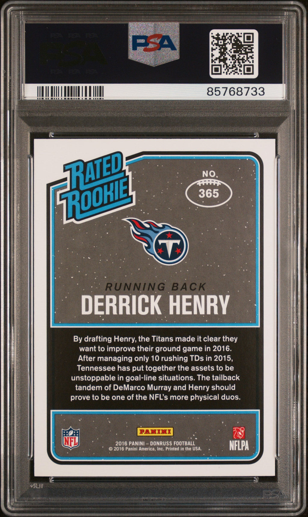 Graded 2016 Panini Donruss Derrick Henry #365 Rookie RC Football Card PSA 10 Gem Mint