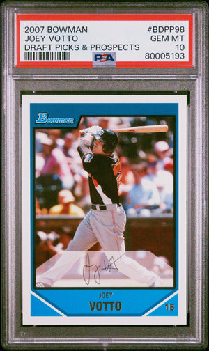 Graded 2007 Topps Bowman Joey Votto #BDPP98 Draft Picks & Prospects Rookie RC Baseball Card PSA 10 Gem Mint
