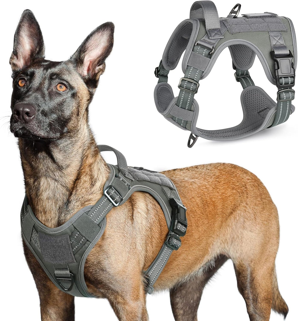 No-Pull Tactical Dog Harness MOLLE Vest for Medium & Large Dogs