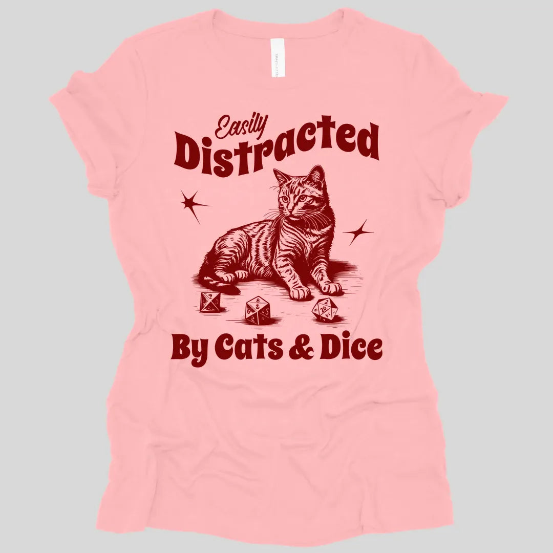 Easily Distracted By Cats & Dice Women's T-shirt