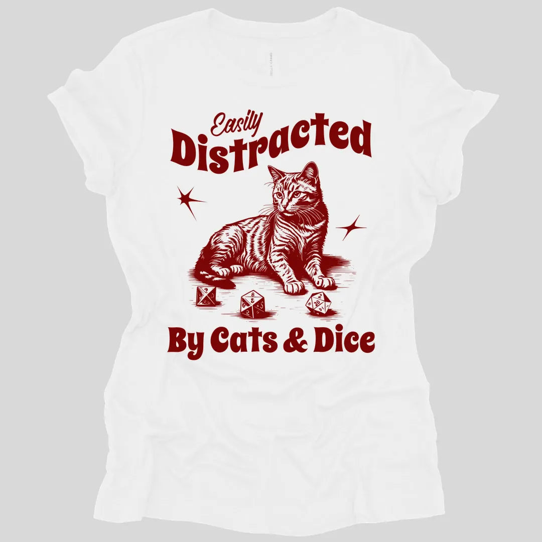 Easily Distracted By Cats & Dice Women's T-shirt