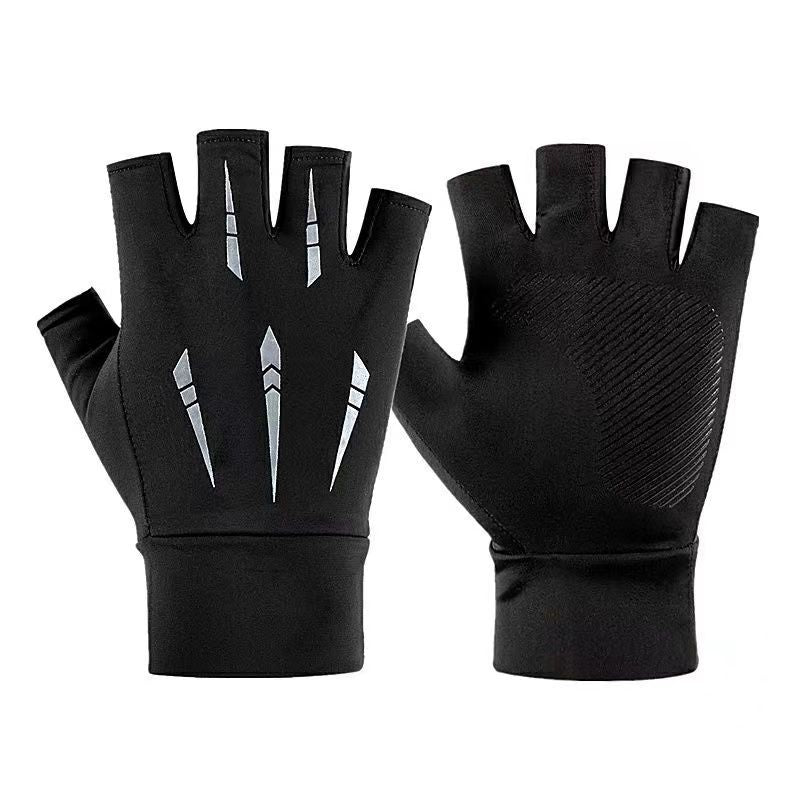 Summer Outdoor Sports Half-finger Gloves Made From Ice Silk With A Non-slip Grip