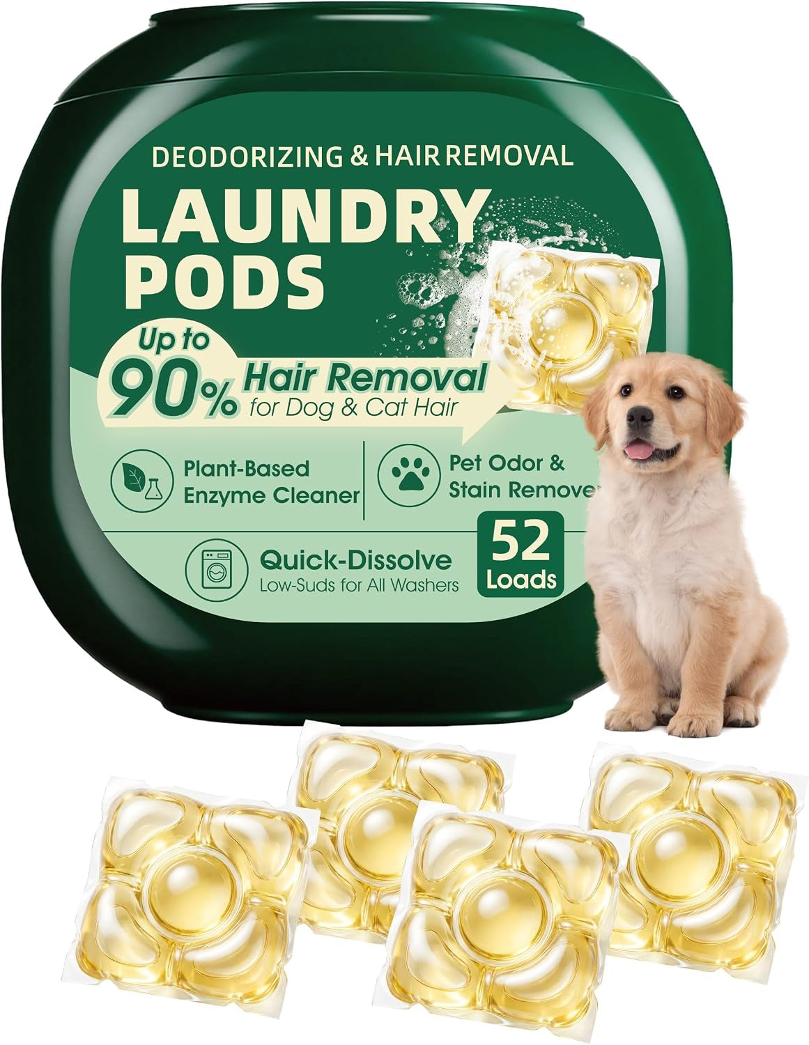 Seedshub Pet Hair Remover Laundry Pods Dog Cat Odor Stain 52 Count