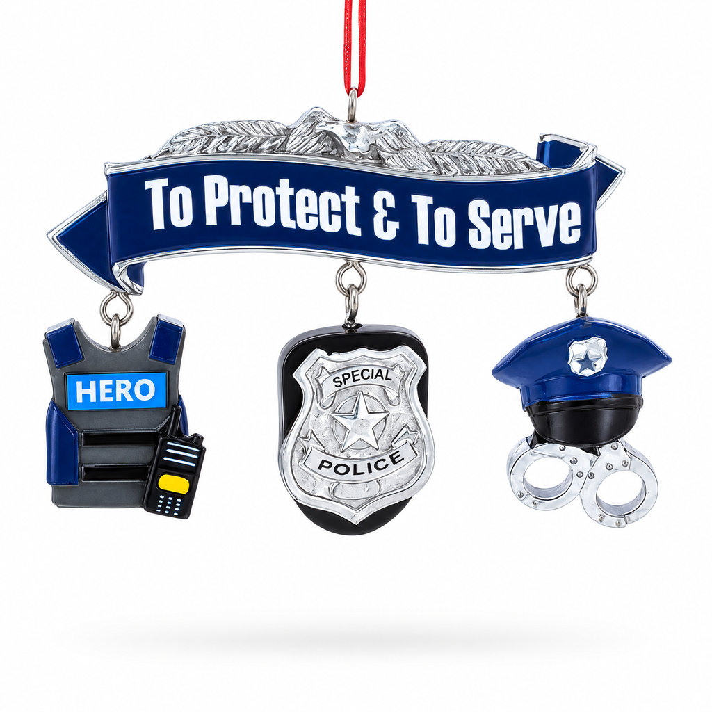 Police Officer Badge Resin Christmas Ornament