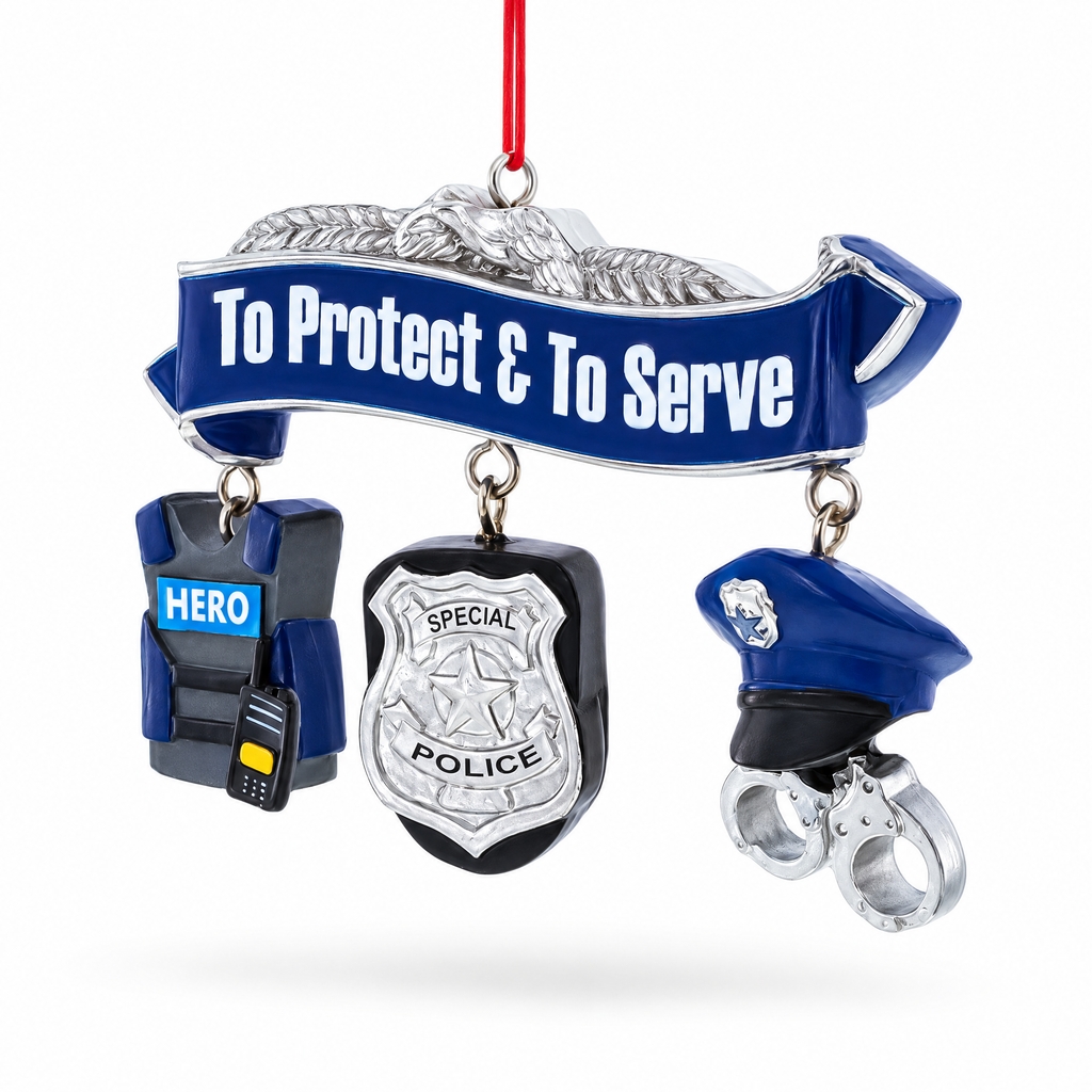 Police Officer Badge Resin Christmas Ornament
