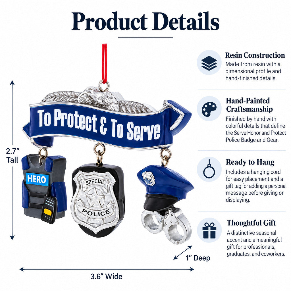 Police Officer Badge Resin Christmas Ornament