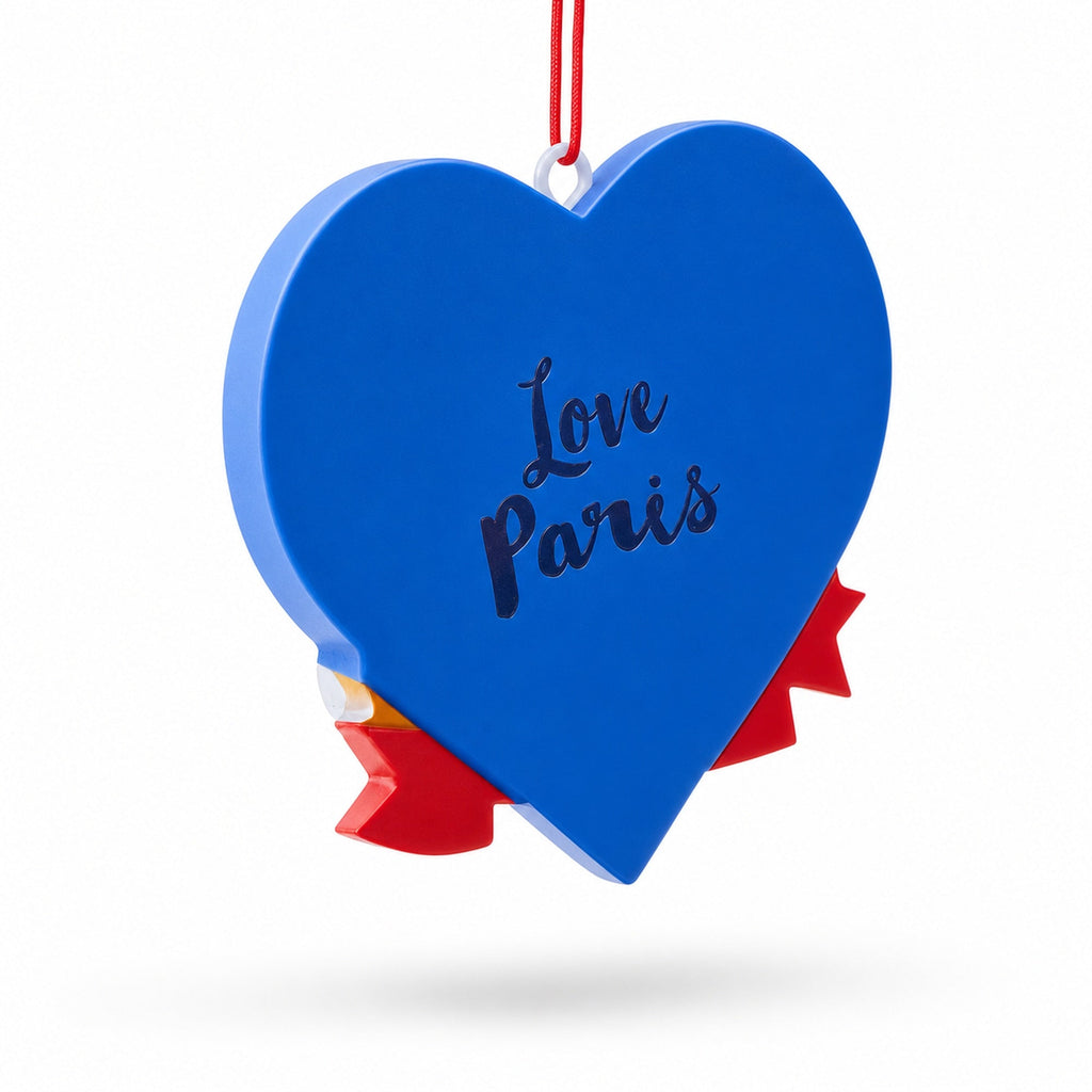 Paris France Travel Souvenir Eiffel Tower Heart Resin Christmas Ornament
