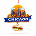Chicago Skyline Hot Dog Resin Christmas Ornament