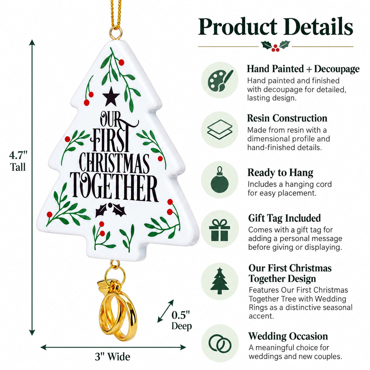Our First Christmas Together Wedding Rings Resin Christmas Ornament