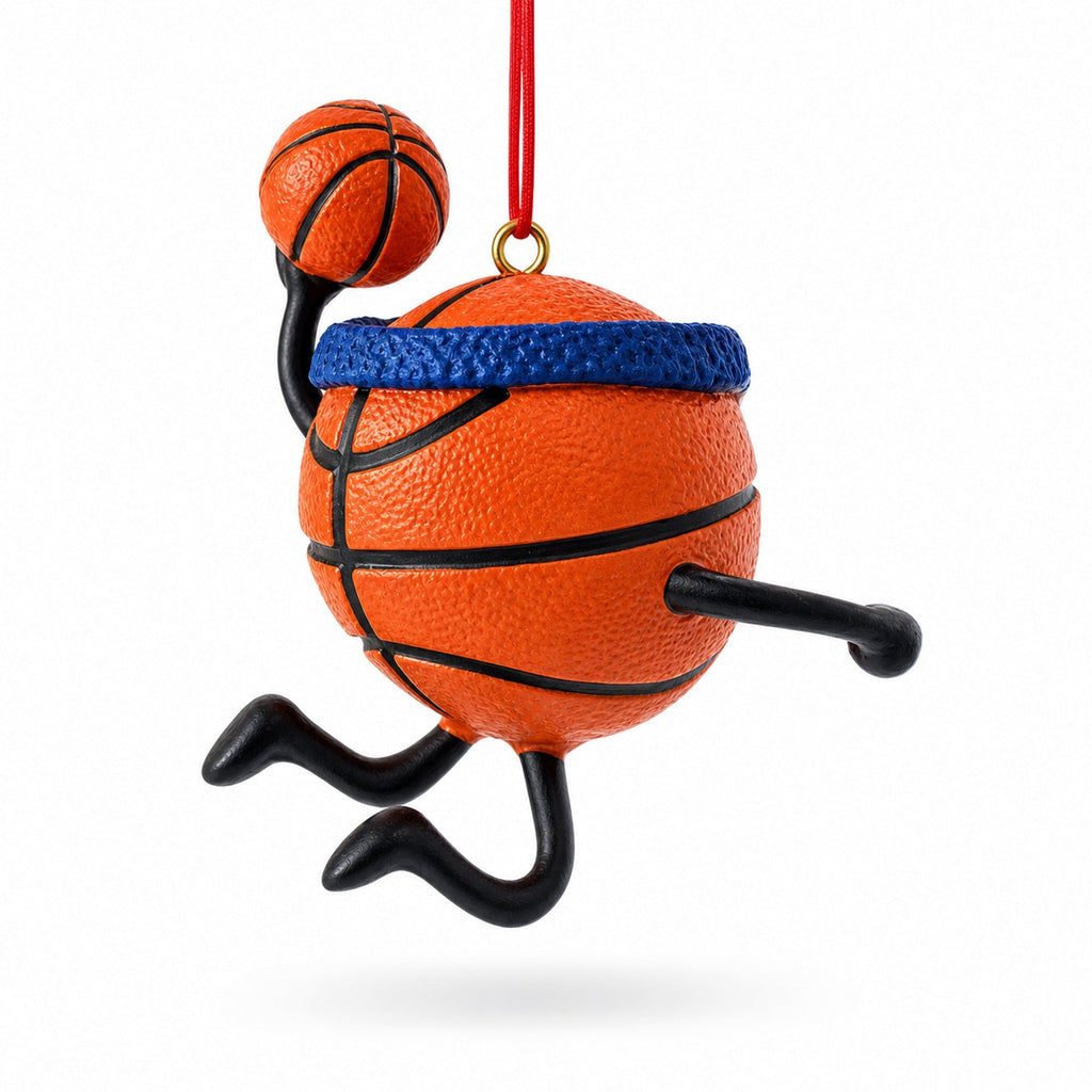 Basketball Player Dribbling Hoop Resin Christmas Ornament