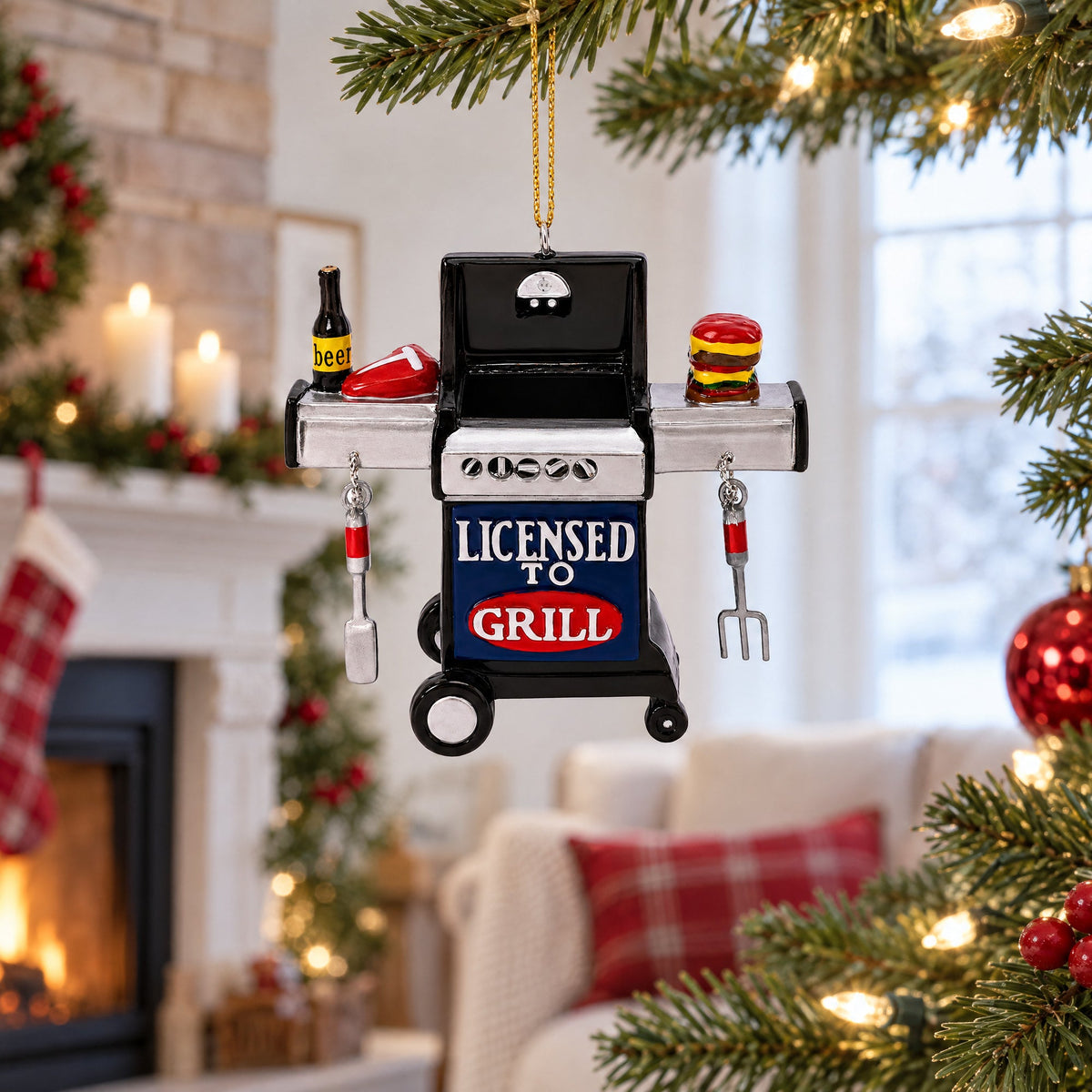 Licensed To Grill BBQ Grill Resin Christmas Ornament