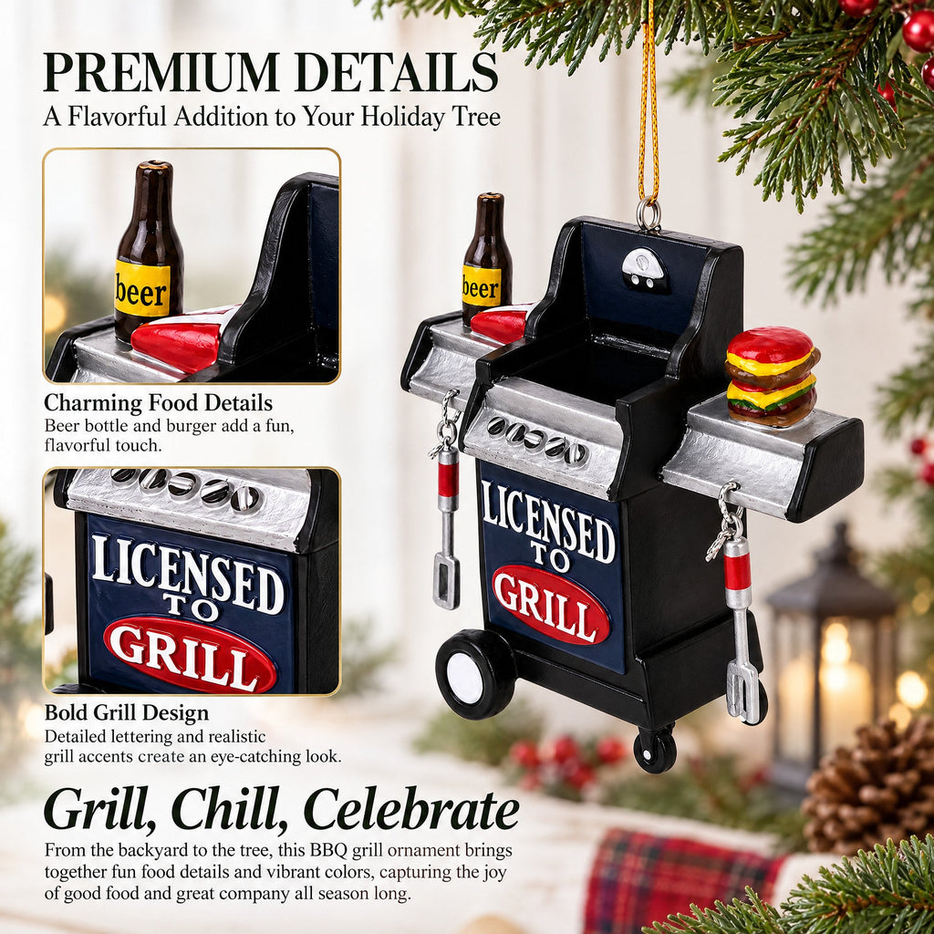 Licensed To Grill BBQ Grill Resin Christmas Ornament