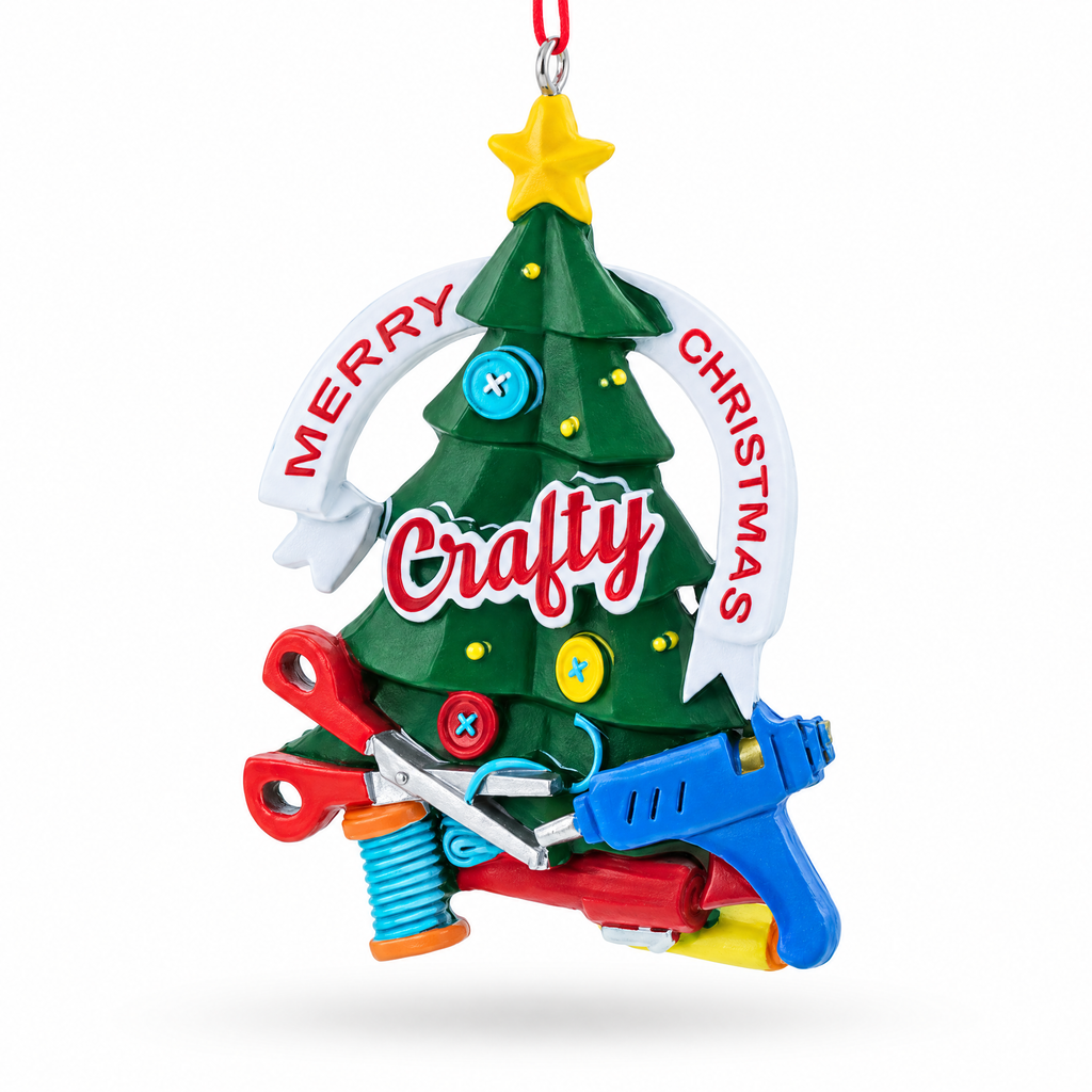 Crafty DIY Tree Scissors Glue Gun Resin Christmas Ornament