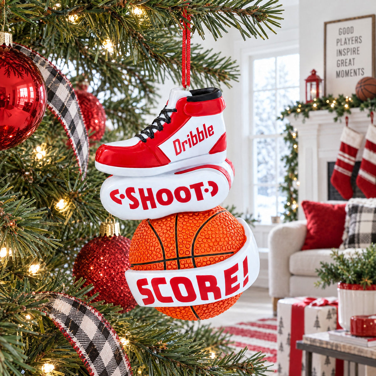 Basketball MVP Dribble Shoot Score Resin Christmas Ornament