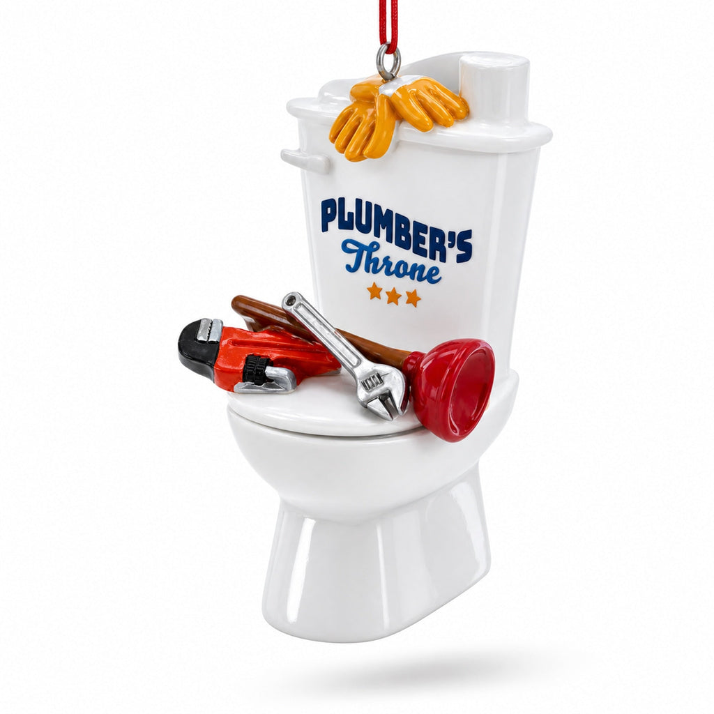Plumber’s Throne Toilet and Tools Funny Resin Christmas Ornament