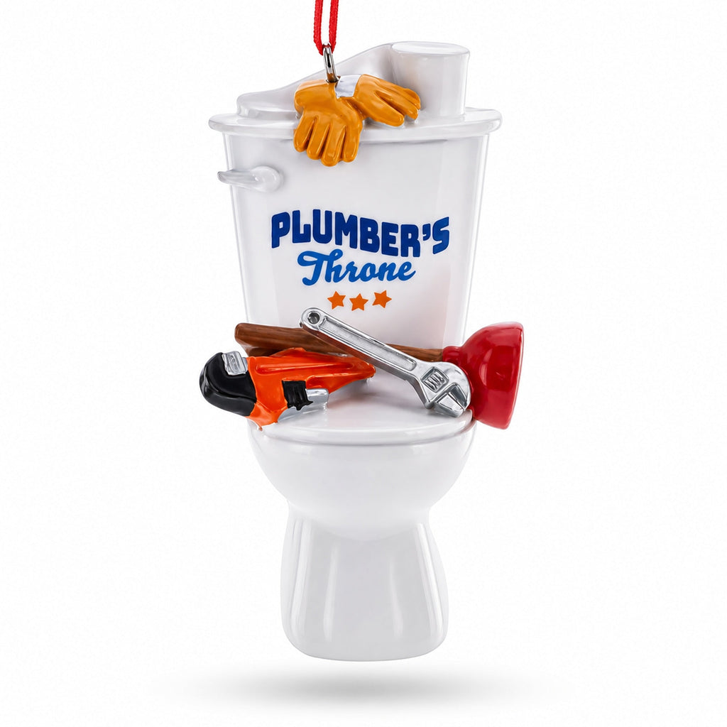 Plumber’s Throne Toilet and Tools Funny Resin Christmas Ornament