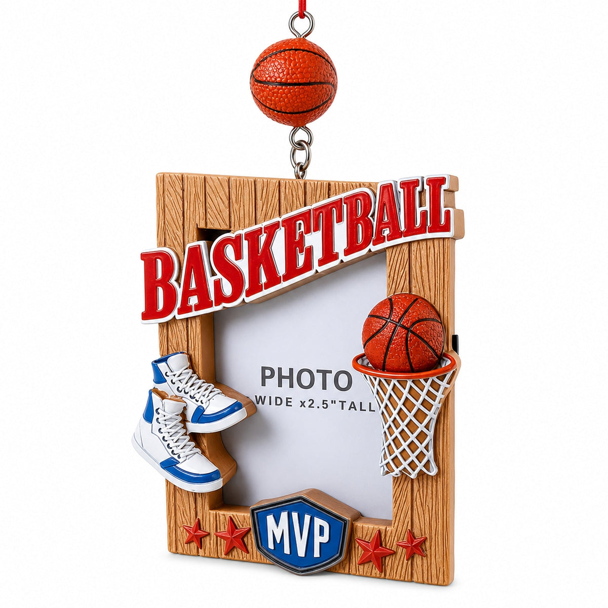 Basketball MVP Hoop Picture Frame Resin Christmas Ornament