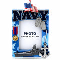 US Navy Camo Patriotic Picture Frame with Ship Resin Christmas Ornament