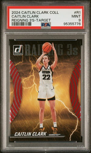 Graded 2024 Panini Caitlin Clark Collection Caitlin Clark #R1 Reigning 3's Target Rookie RC Basketball Card PSA 9 Mint