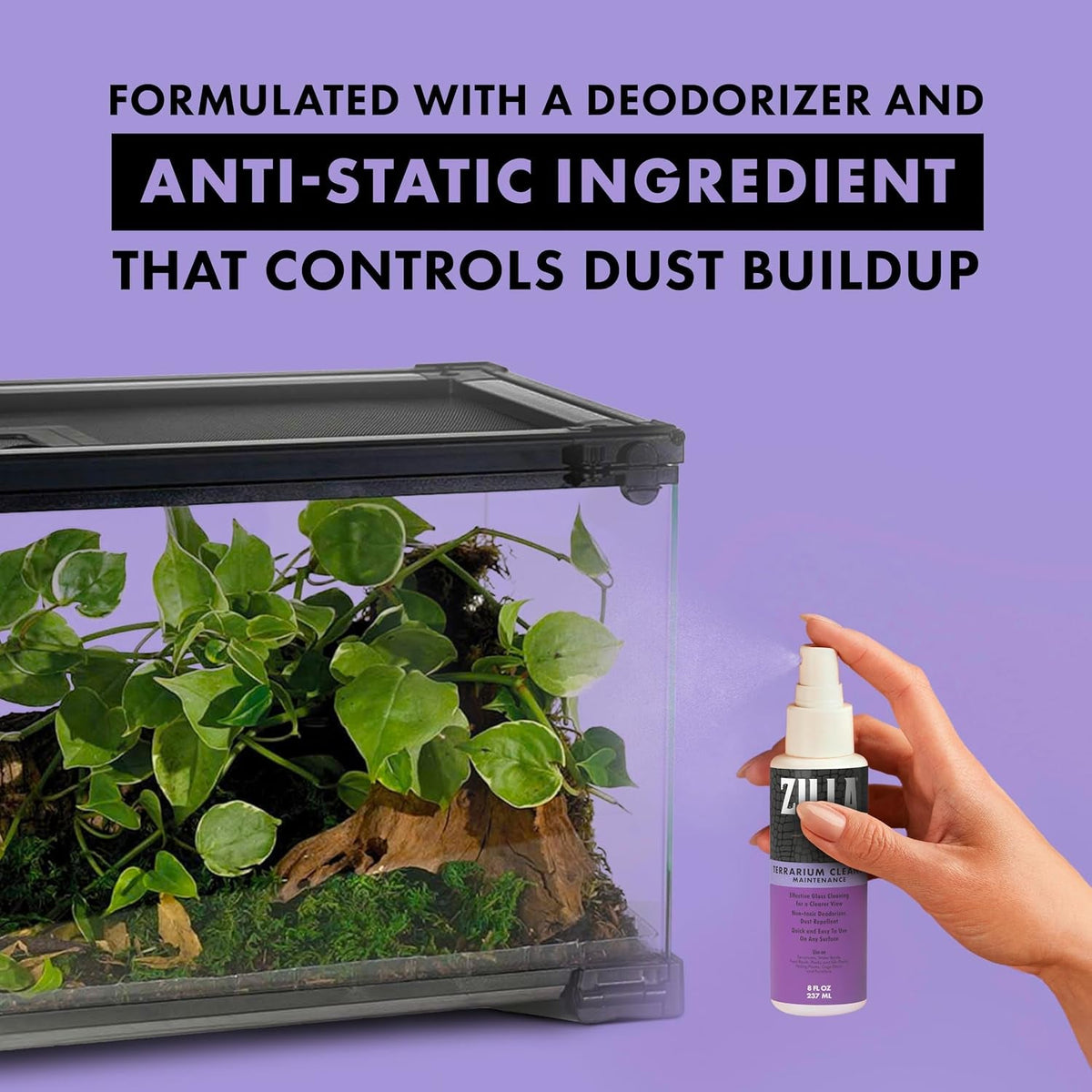 Zilla Anti-Static Terrarium Glass & Acrylic Cleaner Spray