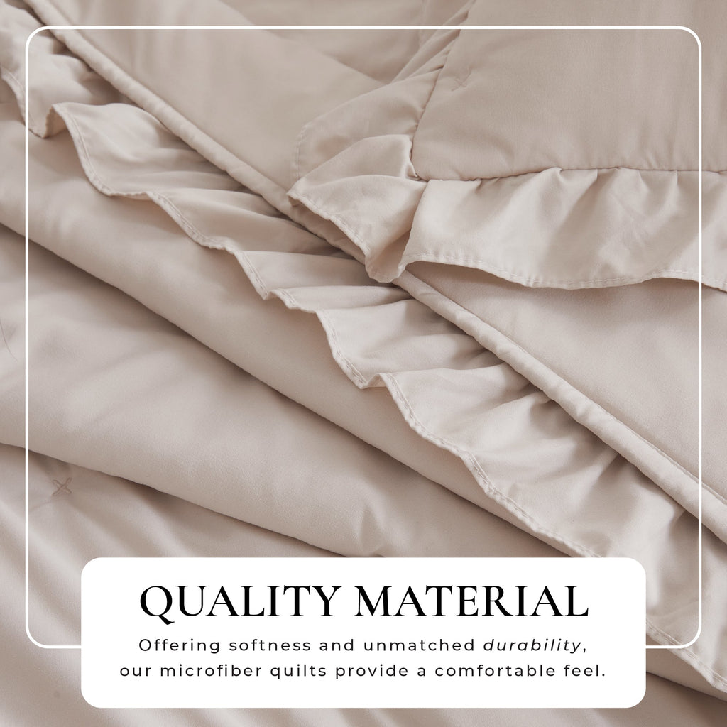Dot Stitched Ruffled Quilt Set - Dot-Ruffled Collection