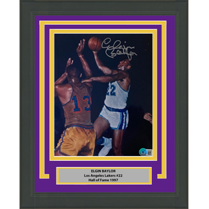 Framed Autographed/Signed Elgin Baylor Los Angeles LA Lakers 8x10 Basketball Photo Beckett BAS COA