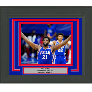 Framed Joel Embiid 2022/2023 NBA MVP Philadelphia 76ers 10x8 Basketball Photo