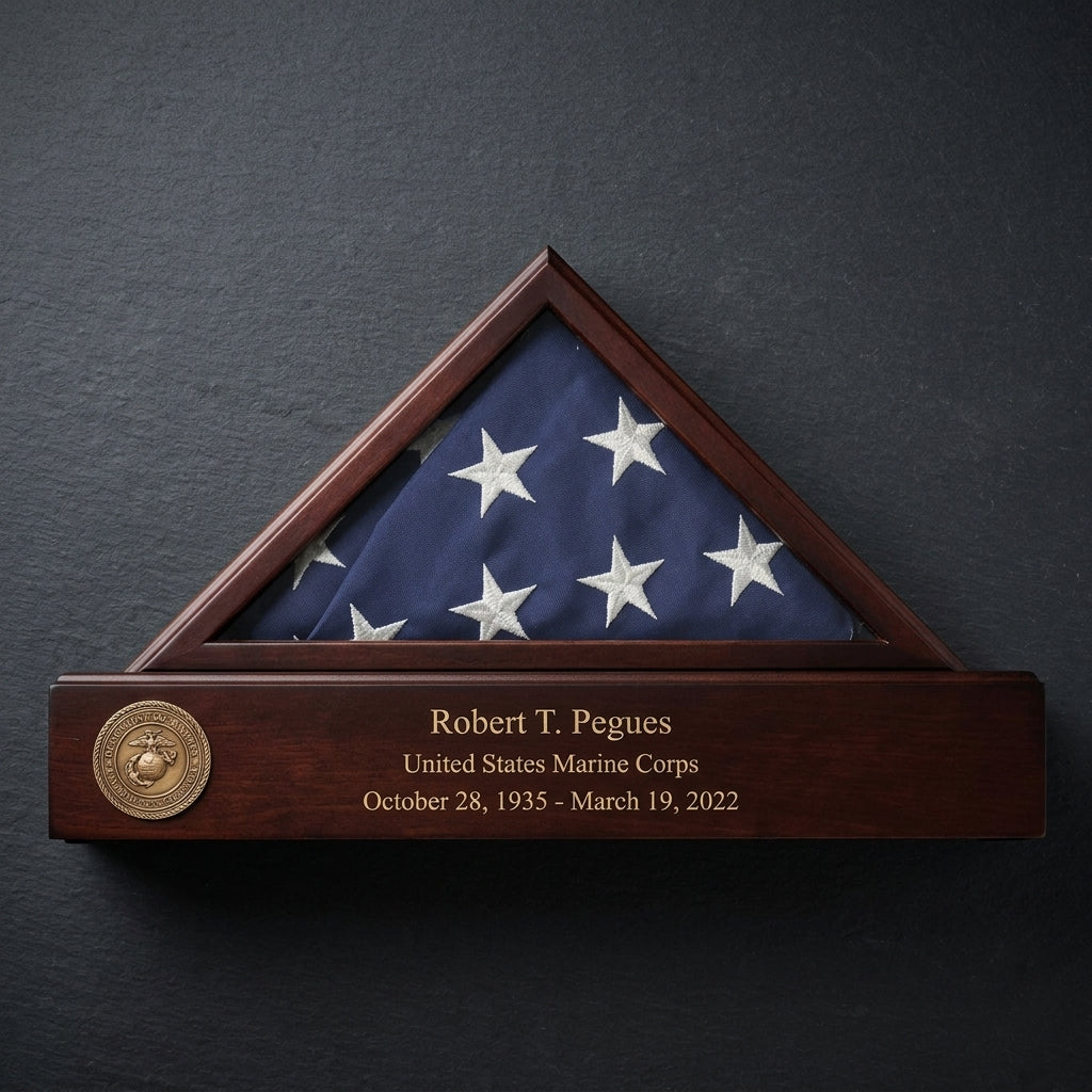 Flag and Personalized Pedestal Display Case - for 5x9.5 Capitol Flag