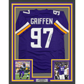 Framed Autographed/Signed Everson Griffen 35x39 Minnesota Purple Football Jersey JSA COA