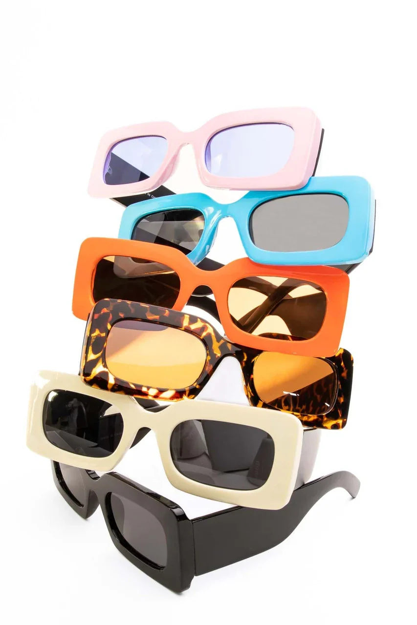 Thick Rectangle Rim Vintage Sunglasses