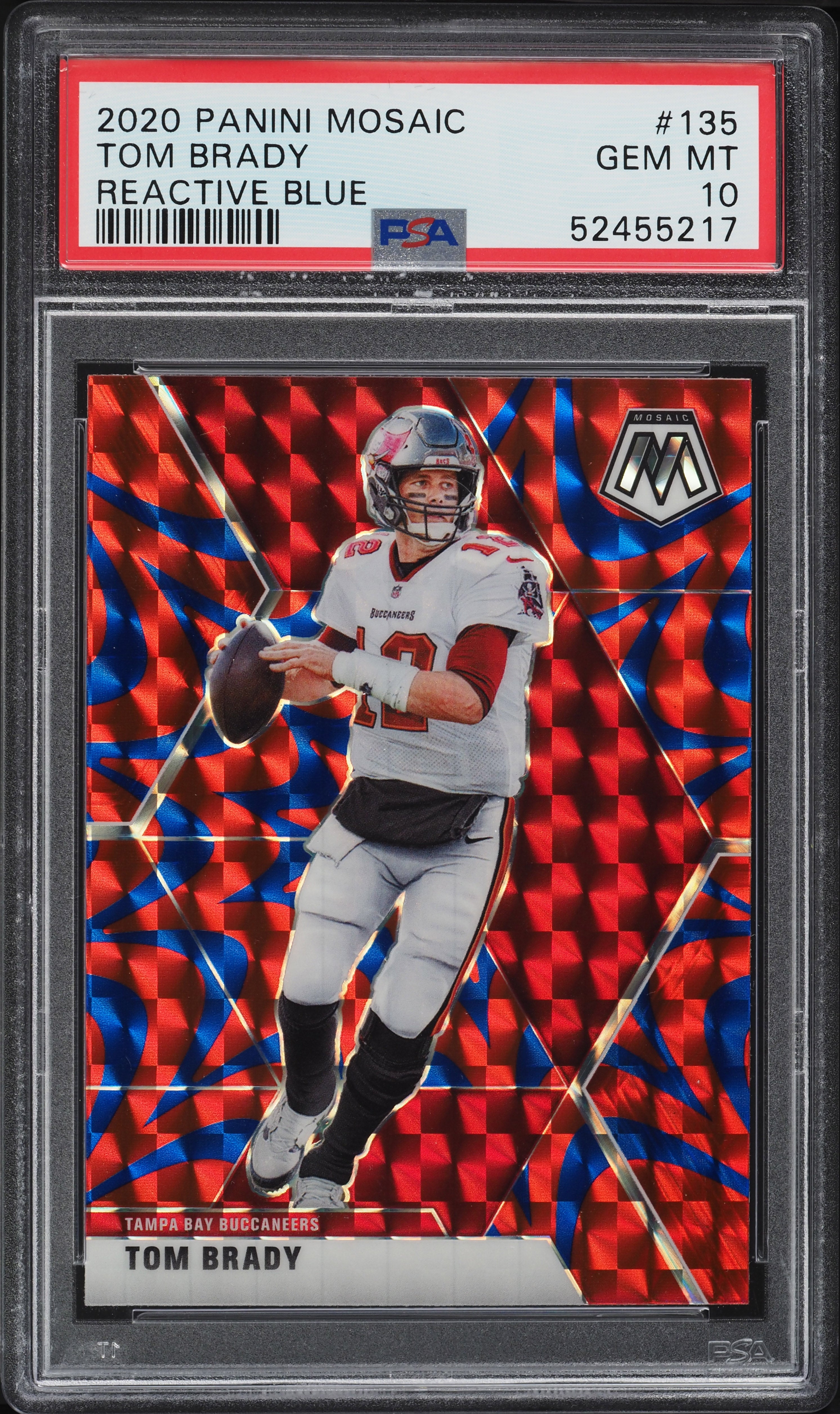Graded 2020 Panini Mosaic Tom Brady #135 Reactive Blue Football Card PSA 10 Gem Mint