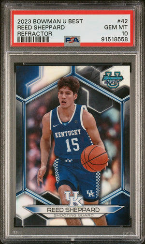 Graded 2023 Topps Bowman U Best Reed Sheppard #42 Refractor Rookie RC Basketball Card PSA 10 Gem Mint