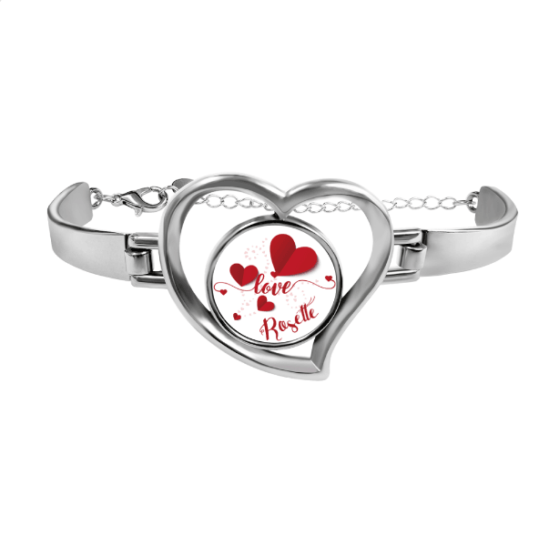 Personalized Heart Bracelet – Custom Name Love Bangle