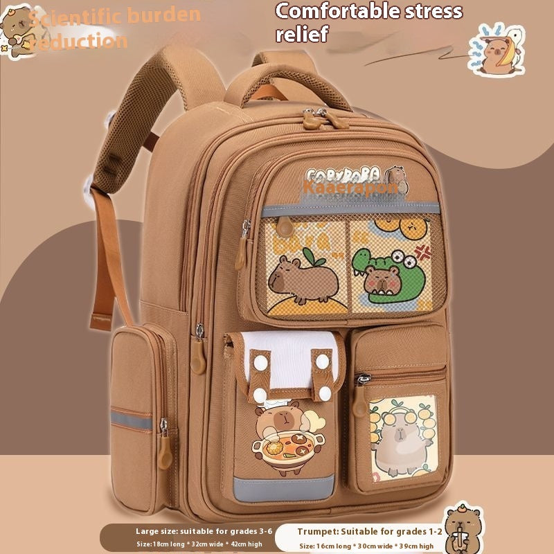 Cartoon Water Dolphin Kapibala Elementary School Backpack