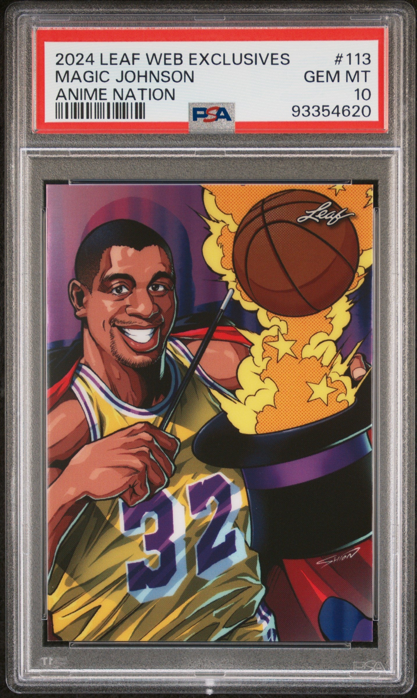 Graded 2024 Leaf Web Exclusives Magic Johnson #113 Anime Nation #/175 Basketball Card PSA 10 Gem Mint