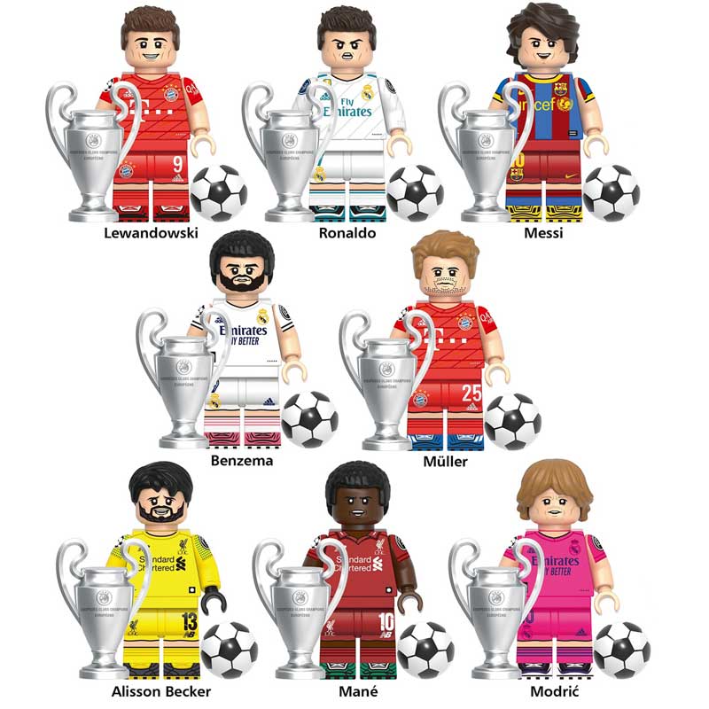 Sports Soccer Icons Minifigure Set of 8  World Cup Football