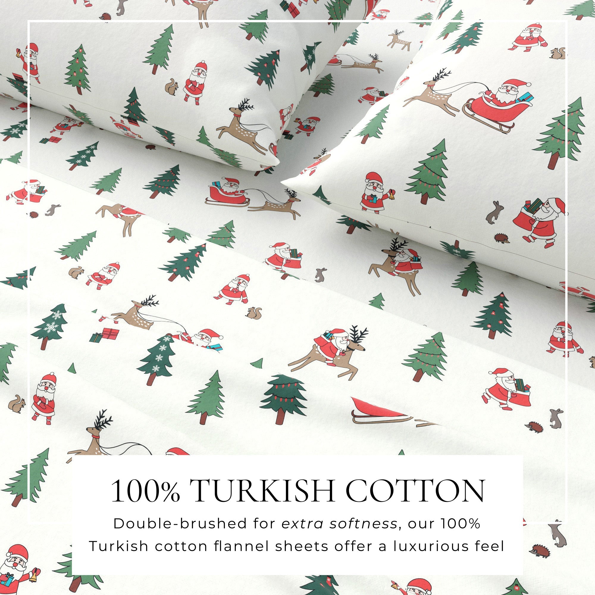 Turkish Cotton Christmas Flannel Sheet - Whittaker Collection