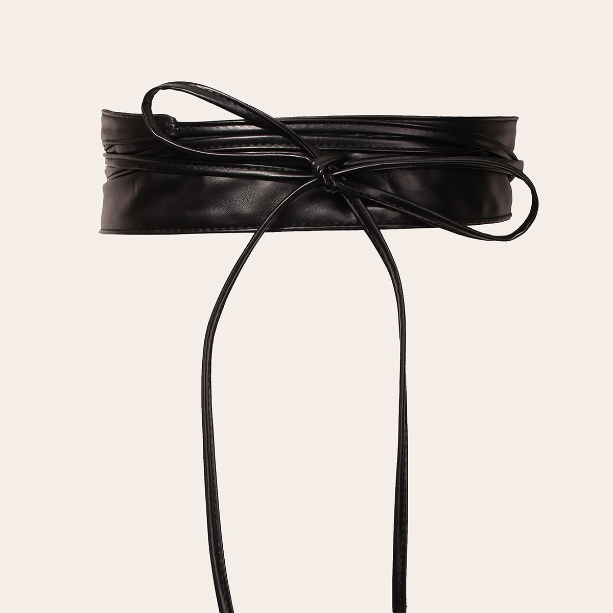 Womens Faux Leather Wide Waist Cincher With Lace-up Bow Detail Belt