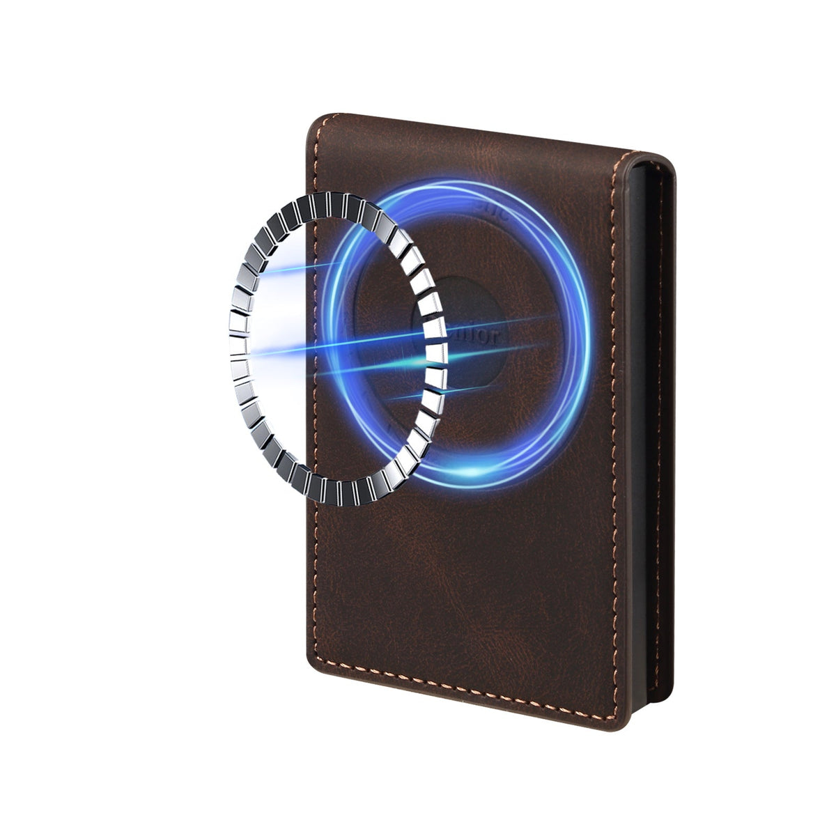 Smooth Leather Button-operated Automatic Pop-up Card Case With Elastic Band Wallet